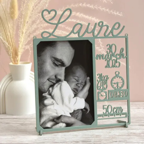 Portarretrato Personalizado De Nacimiento - Recuerdo Único Lila