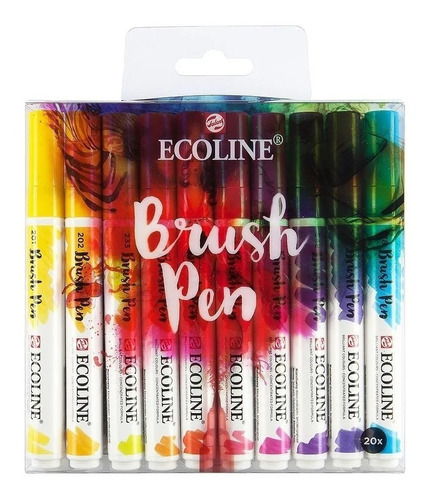 Estojo Caneta Pincel Aquarela Talens Ecoline Brush 20 Cores