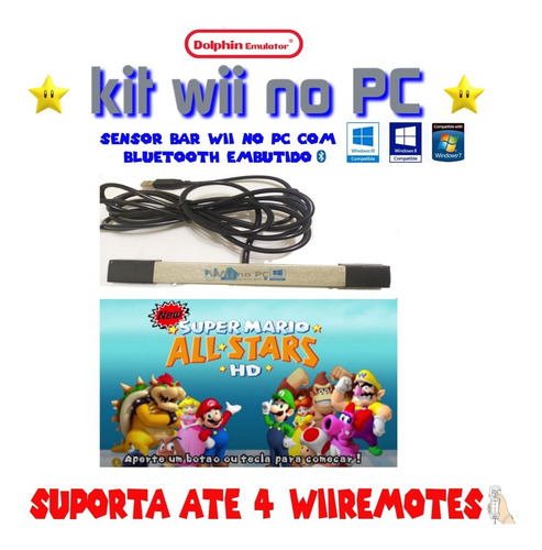 Barrinha Usb (sensor Bar +bluetooth Embutido) Dolphin Wii Pc