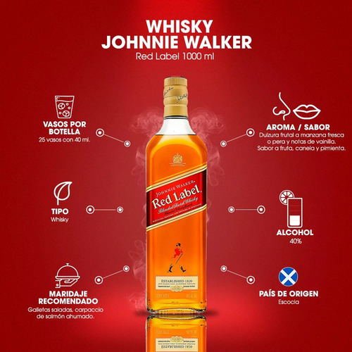 Whisky Johnnie Walker Red Label 750ml Pack 6 Piezas