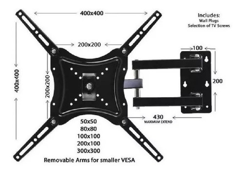 Soporte Led Tv Lcd 32 39 40 42 50 43 55 Móvil Inclina