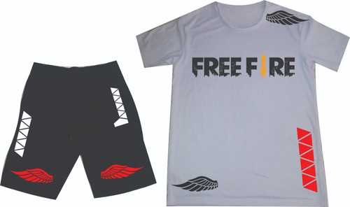 Conjunto Deportivo Pantaloneta+camiseta Freefire Niños Adul