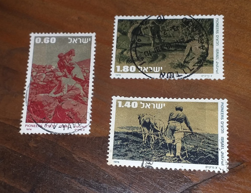 Lote De 3 Estampillas Israel Año 1976 - Serie Pioneros