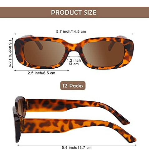Aodaer 12 Paquetes De Gafas De Sol Rectangulares Pequeñas Pa