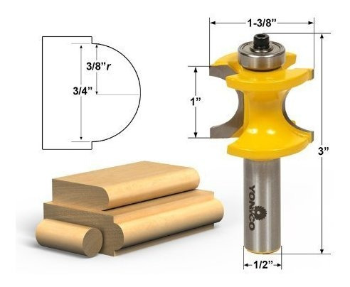 Yonico 13515 5 Bit Bullnose Router Bit 1/2-inch Shank