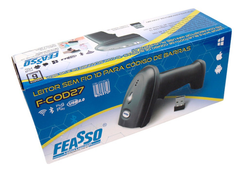 Leitor De Código De Barras Sem Fio Bluetooth Feasso F-cod27