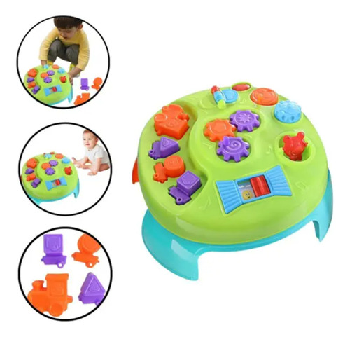 Brinquedo Infantil Mesinha Didatica Interativa 7 Atividades Azul E Verde