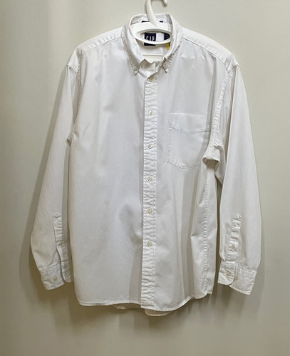 Camisa Para Dama  G A P Manga Larga Tela Oxford Color Blanco