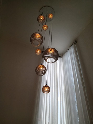Lustre Para Sala Pé Direito Duplo Alto Mix Ball P7 Preto 110V/220V (Bivolt)