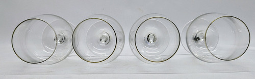 4 Copas Cristal Filo De Oro Coñac Brandy (Usado)