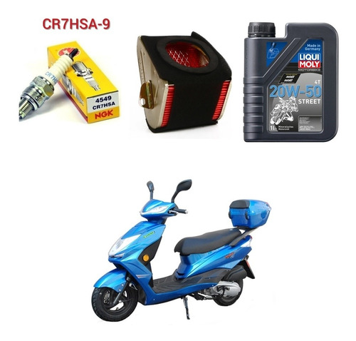 Kit Mantencion Moto Scooter 125 (bujia+filtro Aire+aceite) 