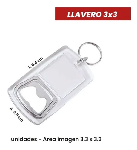 Pack 25u Llaveros Destapador Acrilico Foto 3x3 Personalizalo