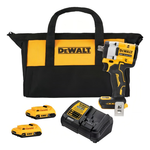 Llave de impacto Dewalt DCF922d2 Bivolt, 2 batas, 2 Ah, 1/2 V como máximo, color amarillo y negro