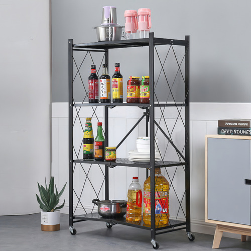 Estante Rack Plegable Con 4 Niveles Color Negro