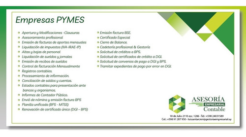Imagen 11 de 12 de Gestor Administración Empresa Contador Bps Dgi Mtss Bse Ain