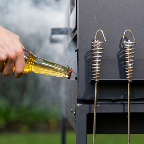 Parrilla Porteña Brogas Asador Movil Enlozado con Fogonero Plancha Bifera Mesa
