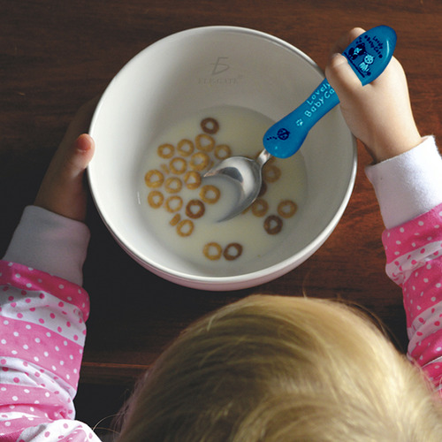 Set De Cubiertos De Acero Inoxidable Ergonómico con Estuche Ideal Para Niños Color Azul Ele-Gate