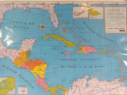 Mapa Mural América Central Político Laminado Envarillado | MercadoLibre