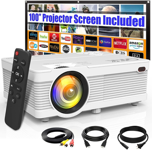 Proyector Para Exteriores 7500 Lúm Y Pantalla Proyector 100p