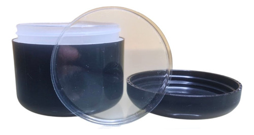 10 Pzs Tarro Negro De Plastico 250 Ml (con Tapa Y Liner)