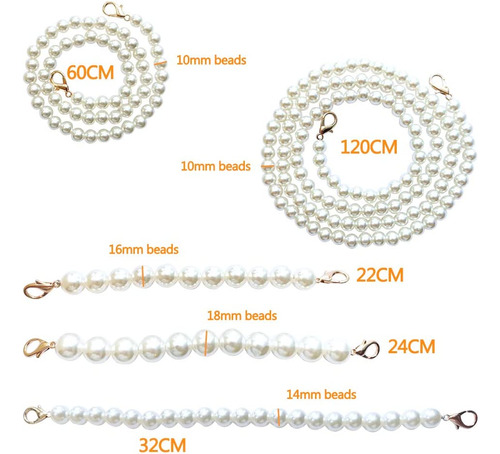 5pcs Diy Round Imitation Pearl Bead Handle Replacement Chain