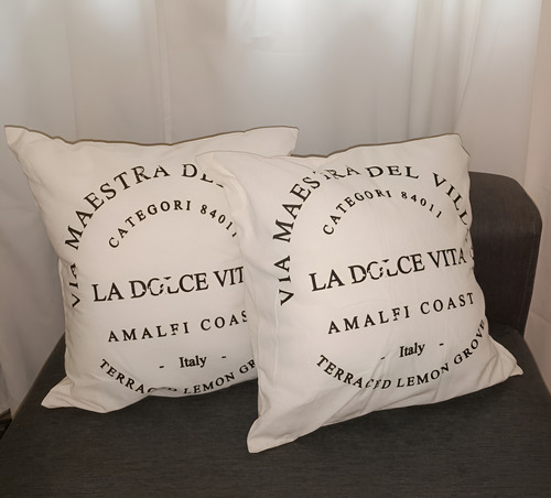 Almohadon Tusor Y Lienzo Estampado 40x40 Funda Y Relleno Blanco Estampado Varios