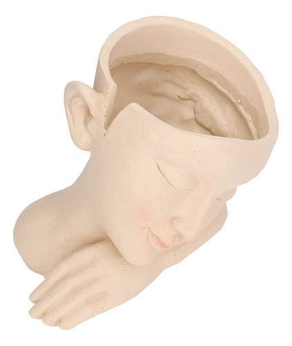 Maceta Con Cabeza De Resina, Cara, Flor, Sleeping Girl High