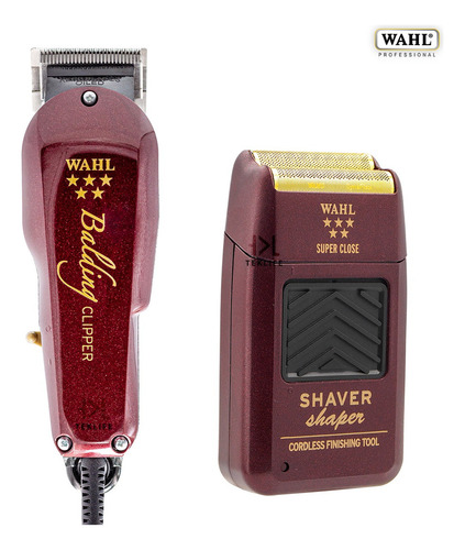 Combo Wahl Balding Y Shaver Cortadora Afeitadora Profesional Color Tinto