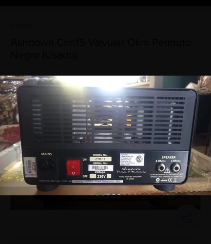 Amplificador De Bajo Ashdown Ctm 15 Valvular Hand Made Negro (Usado)
