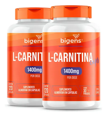 2x L-carnitina 1400mg Por Dose - Total 240 Cápsulas, Bigens Sabor Sem sabor 