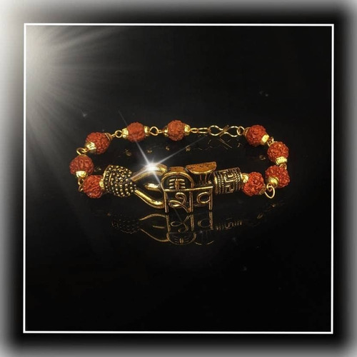 Rudraksha Pulsera Tirshul Rudraksh Pulsera Plata Kada P...