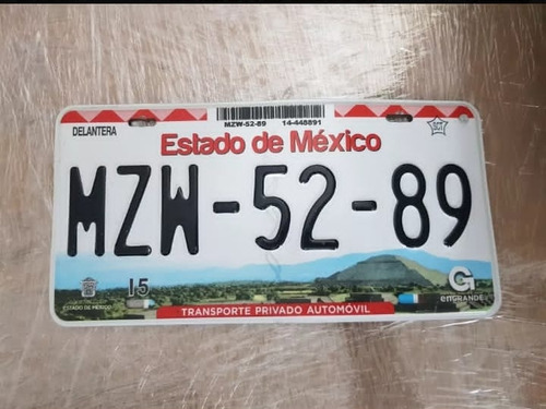 Placa De Auto Para Coleccionar Delantera Edo. México 52-89