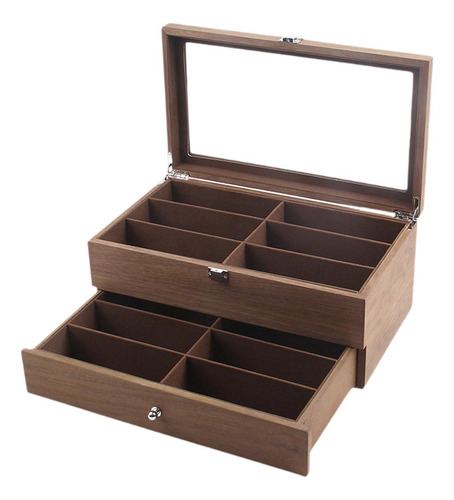 Elegante Caja De Madera Para Guardar Gafas De 12 Ranuras