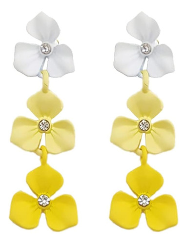 Lindos Aretes Largos Borla Con Flores Petalos Primavera Aret