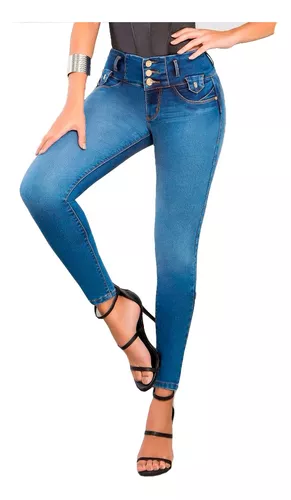 Jeans Mujer Pantalón Colombiano Mezclilla Strech Push Up 15b