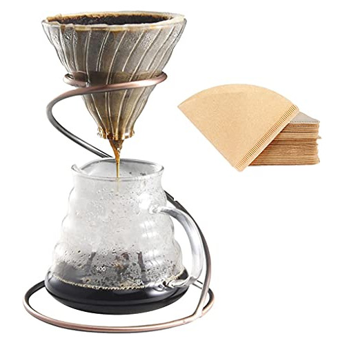 Pour Over Coffee Maker Set  Includes Glass Coffee Dripp...