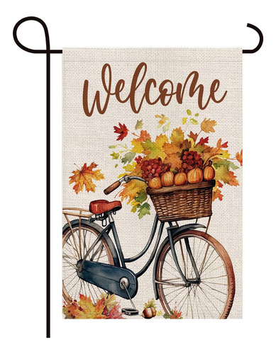 Texupday Bienvenido Otoño Bicicleta Hojas De Arce Decoración