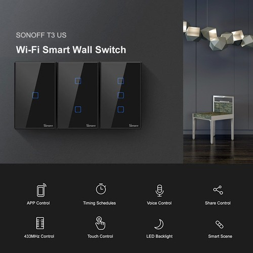 D Interruptor Inteligente 3 Botões Toque E Wi-fi Sonoff