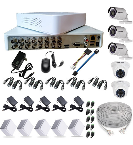 Cctv Hikvision Full Hd 1080p Kit Dvr 16 Ch + 5 Cámaras