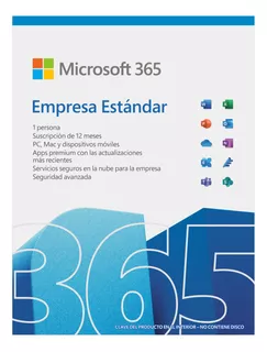 Microsoft Office 365 Empresas Estandar 1 Persona 12 Meses