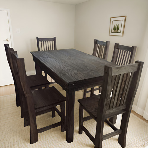 Mesa De Comedor Mateo Muebles Con 6 Sillas Marrón Oscuro