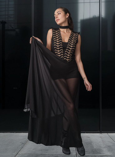 Vestido De Fiesta Gasa Larga Bordado Del Viento Mujer