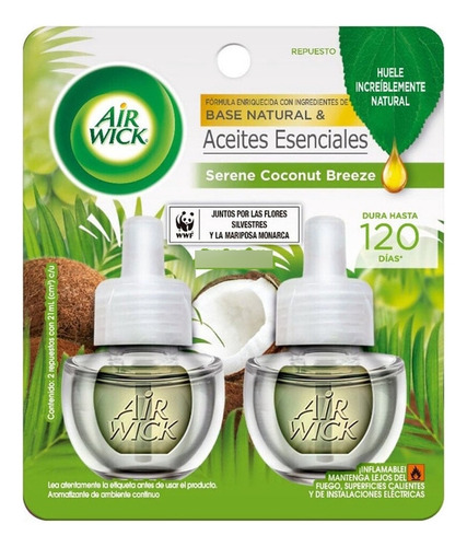 Aromatizante Electrico Air Wick Serene Coconut 20 Ml