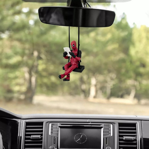 Adorno Oscilante Para Interior De Auto Deadpool , 1 Pieza Color Rojo