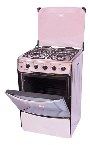 Cocina Con Tapa De Vidrio Fadic Y Horno Kiara 4h Gris