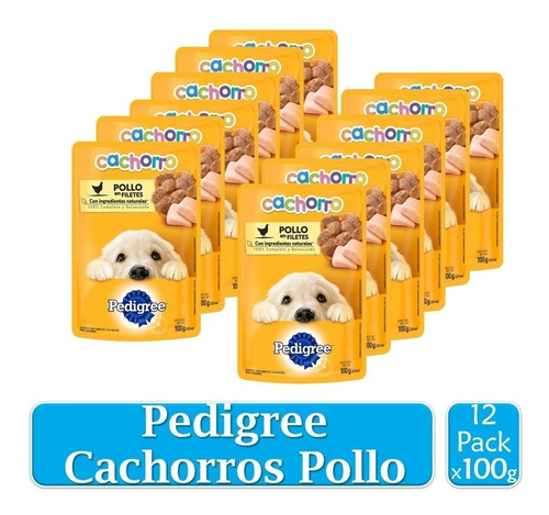 Imagen 2 de 2 de Pedigree Alimento Húmedo Perros Cachorro Pollo 100g X12uds