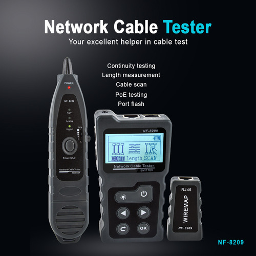 Probador De Cables De Red Lcd Multifuncional Con Poe Checker