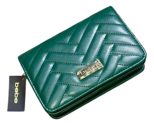 Bolsa Bebe Crossbody Verde Oscuro Rayas Dorado