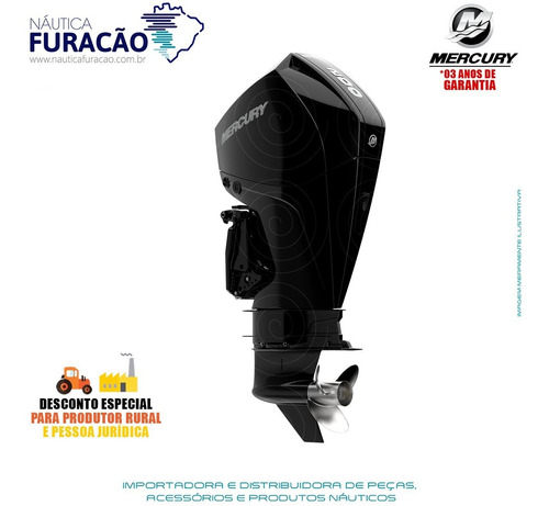 Motor De Popa Mercury 4t 200hp L 3.4l Efi V6 Mecânico Preto