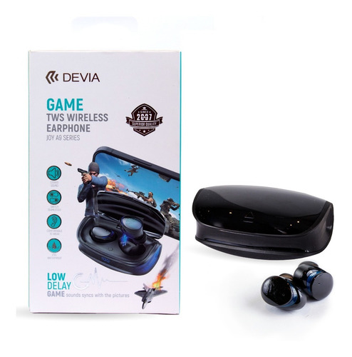 Auriculares In-ear Inalámbricos Gamer Devia Joy A9 Series Color Negro Luz Azul